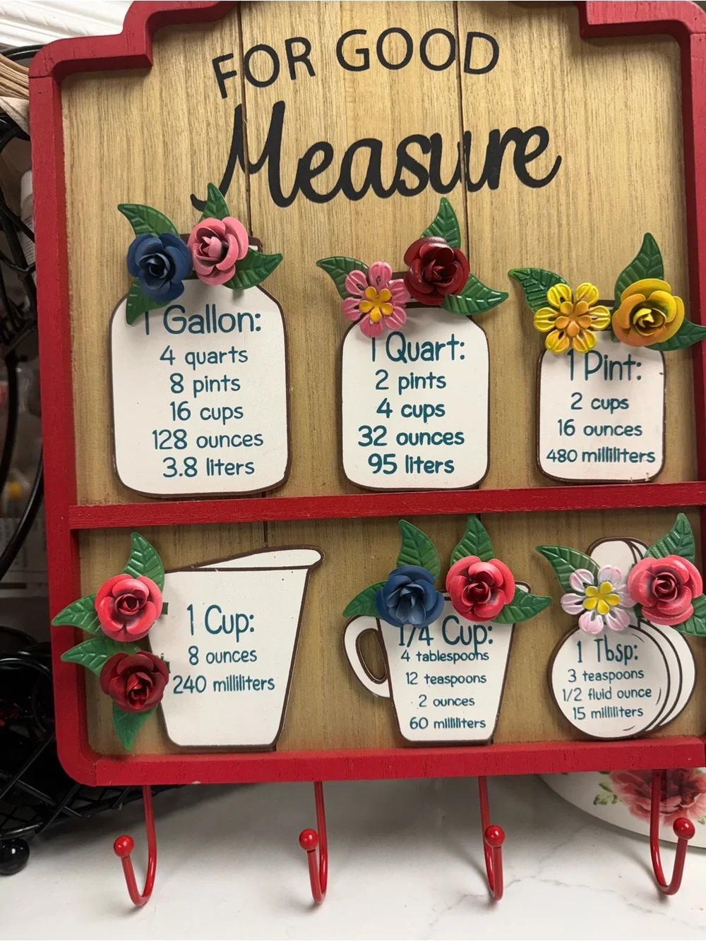 The Pioneer Woman For Good Measure Wall Decor - Red Trim with Multicolor Floral